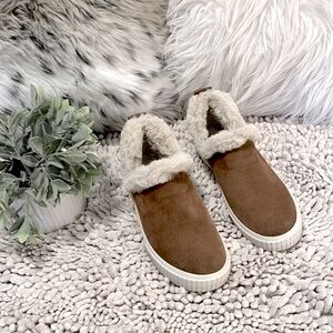 Timberland Tan Rust Suede Faux Fur Ankle Slip On Sneaker Booties Sz 6.5